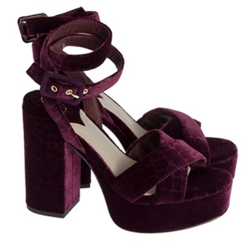ASH BOOM PLATFORM SANDALS PLUM VELVET | size 39